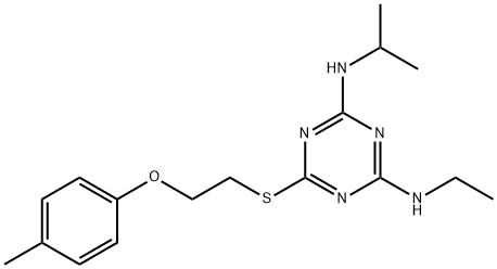 N-ethyl-N-(4-(isopropylamino)-6-{[2-(4-methylphenoxy)ethyl]sulfanyl}-1,3,5-triazin-2-yl)amine 结构式