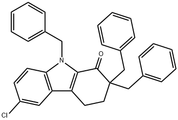 2,2,9-tribenzyl-6-chloro-2,3,4,9-tetrahydro-1H-carbazol-1-one 结构式