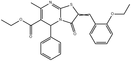 ethyl 2-(2-ethoxybenzylidene)-7-methyl-3-oxo-5-phenyl-2,3-dihydro-5H-[1,3]thiazolo[3,2-a]pyrimidine-6-carboxylate 结构式