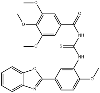 N-[5-(1,3-benzoxazol-2-yl)-2-methoxyphenyl]-N'-(3,4,5-trimethoxybenzoyl)thiourea 结构式