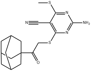4-{[2-(1-adamantyl)-2-oxoethyl]sulfanyl}-2-amino-6-(methylsulfanyl)-5-pyrimidinecarbonitrile 结构式