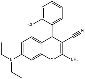 2-amino-4-(2-chlorophenyl)-7-(diethylamino)-4H-chromene-3-carbonitrile 结构式