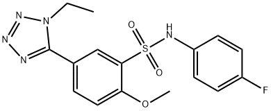 5-(1-ethyl-1H-tetraazol-5-yl)-N-(4-fluorophenyl)-2-methoxybenzenesulfonamide 结构式