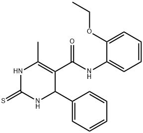 N-(2-ethoxyphenyl)-6-methyl-4-phenyl-2-thioxo-1,2,3,4-tetrahydropyrimidine-5-carboxamide 结构式