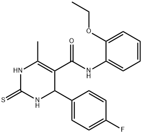 N-(2-ethoxyphenyl)-4-(4-fluorophenyl)-6-methyl-2-thioxo-1,2,3,4-tetrahydropyrimidine-5-carboxamide 结构式