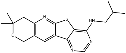 N-isobutyl-8,8-dimethyl-7,10-dihydro-8H-pyrano[3'',4'':5',6']pyrido[3',2':4,5]thieno[3,2-d]pyrimidin-4-amine 结构式