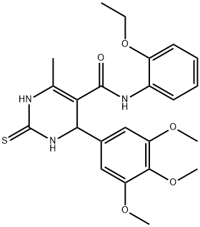 N-(2-ethoxyphenyl)-6-methyl-2-thioxo-4-(3,4,5-trimethoxyphenyl)-1,2,3,4-tetrahydropyrimidine-5-carboxamide 结构式