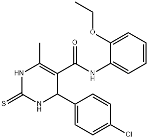 4-(4-chlorophenyl)-N-(2-ethoxyphenyl)-6-methyl-2-thioxo-1,2,3,4-tetrahydropyrimidine-5-carboxamide 结构式