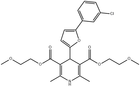 bis(2-methoxyethyl) 4-[5-(3-chlorophenyl)-2-furyl]-2,6-dimethyl-1,4-dihydro-3,5-pyridinedicarboxylate 结构式