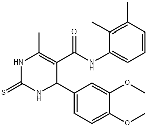 4-(3,4-dimethoxyphenyl)-N-(2,3-dimethylphenyl)-6-methyl-2-thioxo-1,2,3,4-tetrahydropyrimidine-5-carboxamide 结构式