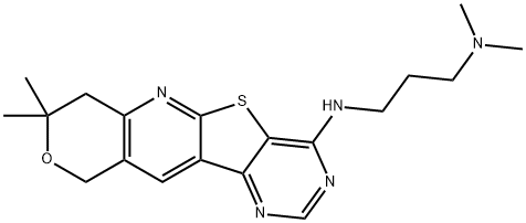 N~1~-(8,8-dimethyl-7,10-dihydro-8H-pyrano[3'',4'':5',6']pyrido[3',2':4,5]thieno[3,2-d]pyrimidin-4-yl)-N~3~,N~3~-dimethyl-1,3-propanediamine 结构式