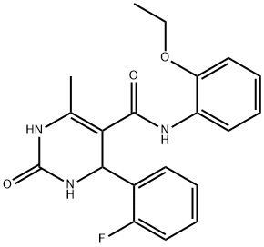 N-(2-ethoxyphenyl)-4-(2-fluorophenyl)-6-methyl-2-oxo-1,2,3,4-tetrahydropyrimidine-5-carboxamide 结构式