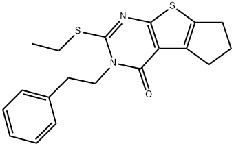 2-(ethylsulfanyl)-3-(2-phenylethyl)-3,5,6,7-tetrahydro-4H-cyclopenta[4,5]thieno[2,3-d]pyrimidin-4-one 结构式