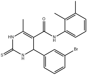 4-(3-bromophenyl)-N-(2,3-dimethylphenyl)-6-methyl-2-thioxo-1,2,3,4-tetrahydropyrimidine-5-carboxamide 结构式