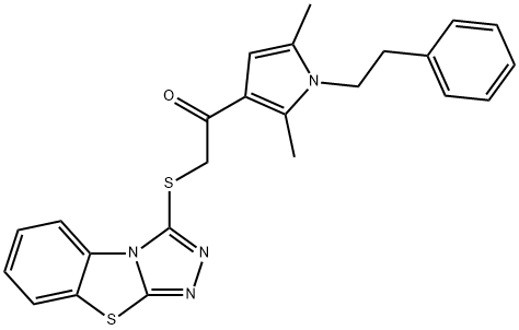 1-[2,5-dimethyl-1-(2-phenylethyl)-1H-pyrrol-3-yl]-2-([1,2,4]triazolo[3,4-b][1,3]benzothiazol-3-ylsulfanyl)ethanone 结构式