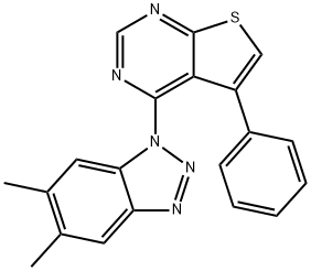 4-(5,6-dimethyl-1H-1,2,3-benzotriazol-1-yl)-5-phenylthieno[2,3-d]pyrimidine 结构式