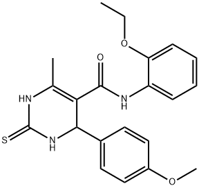 N-(2-ethoxyphenyl)-4-(4-methoxyphenyl)-6-methyl-2-thioxo-1,2,3,4-tetrahydropyrimidine-5-carboxamide 结构式