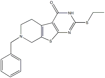 7-benzyl-2-(ethylsulfanyl)-5,6,7,8-tetrahydropyrido[4',3':4,5]thieno[2,3-d]pyrimidin-4(3H)-one 结构式