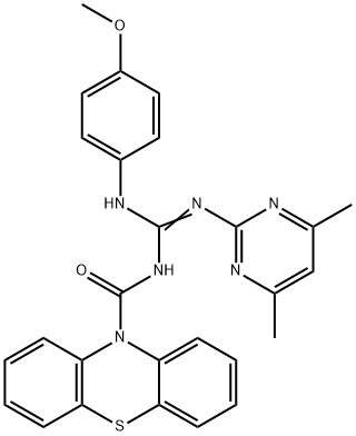 N-(4,6-dimethyl-2-pyrimidinyl)-N'-(4-methoxyphenyl)-N''-(10H-phenothiazin-10-ylcarbonyl)guanidine 结构式