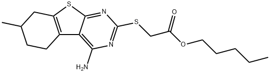 pentyl [(4-amino-7-methyl-5,6,7,8-tetrahydro[1]benzothieno[2,3-d]pyrimidin-2-yl)sulfanyl]acetate 结构式