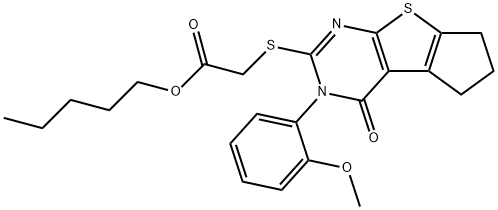 pentyl {[3-(2-methoxyphenyl)-4-oxo-3,5,6,7-tetrahydro-4H-cyclopenta[4,5]thieno[2,3-d]pyrimidin-2-yl]sulfanyl}acetate 结构式