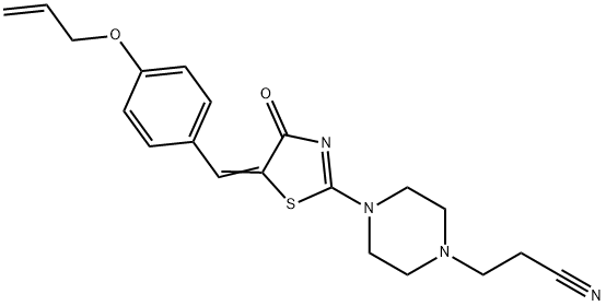 3-(4-{5-[4-(allyloxy)benzylidene]-4-oxo-4,5-dihydro-1,3-thiazol-2-yl}-1-piperazinyl)propanenitrile 结构式