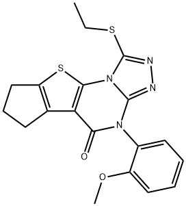 1-(ethylsulfanyl)-4-(2-methoxyphenyl)-7,8-dihydro-6H-cyclopenta[4,5]thieno[3,2-e][1,2,4]triazolo[4,3-a]pyrimidin-5(4H)-one 结构式