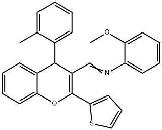 N-(2-methoxyphenyl)-N-{[4-(2-methylphenyl)-2-(2-thienyl)-4H-chromen-3-yl]methylene}amine 结构式