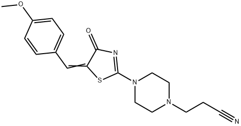 3-{4-[5-(4-methoxybenzylidene)-4-oxo-4,5-dihydro-1,3-thiazol-2-yl]-1-piperazinyl}propanenitrile 结构式