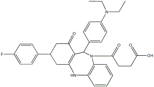 4-[11-[4-(diethylamino)phenyl]-3-(4-fluorophenyl)-1-oxo-1,2,3,4,5,11-hexahydro-10H-dibenzo[b,e][1,4]diazepin-10-yl]-4-oxobutanoic acid 结构式