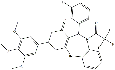 11-(3-fluorophenyl)-10-(trifluoroacetyl)-3-(3,4,5-trimethoxyphenyl)-2,3,4,5,10,11-hexahydro-1H-dibenzo[b,e][1,4]diazepin-1-one 结构式