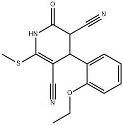 4-(2-ethoxyphenyl)-6-(methylsulfanyl)-2-oxo-1,2,3,4-tetrahydropyridine-3,5-dicarbonitrile 结构式