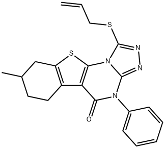 1-(allylsulfanyl)-8-methyl-4-phenyl-6,7,8,9-tetrahydro[1]benzothieno[3,2-e][1,2,4]triazolo[4,3-a]pyrimidin-5(4H)-one 结构式