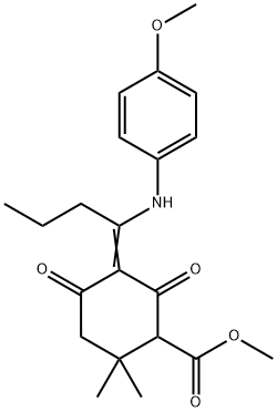 methyl 5-[1-(4-methoxyanilino)butylidene]-2,2-dimethyl-4,6-dioxocyclohexanecarboxylate 结构式