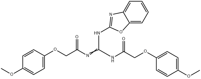 N-(1,3-benzoxazol-2-yl)-N',N''-bis[(4-methoxyphenoxy)acetyl]guanidine 结构式