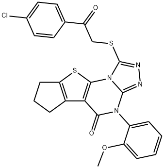 1-{[2-(4-chlorophenyl)-2-oxoethyl]sulfanyl}-4-(2-methoxyphenyl)-7,8-dihydro-6H-cyclopenta[4,5]thieno[3,2-e][1,2,4]triazolo[4,3-a]pyrimidin-5(4H)-one 结构式