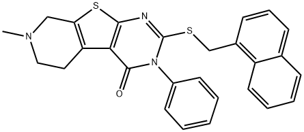7-methyl-2-[(1-naphthylmethyl)sulfanyl]-3-phenyl-5,6,7,8-tetrahydropyrido[4',3':4,5]thieno[2,3-d]pyrimidin-4(3H)-one 结构式