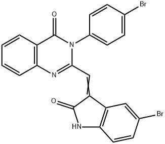 2-[(5-bromo-2-oxo-1,2-dihydro-3H-indol-3-ylidene)methyl]-3-(4-bromophenyl)-4(3H)-quinazolinone 结构式