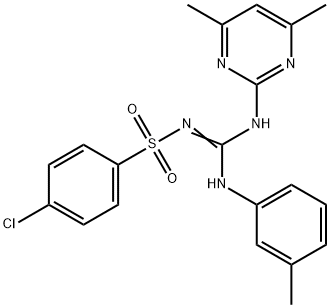 4-chloro-N-[[(4,6-dimethyl-2-pyrimidinyl)amino](3-toluidino)methylene]benzenesulfonamide 结构式