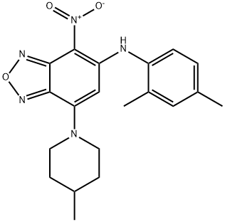 5-(2,4-dimethylanilino)-4-nitro-7-(4-methyl-1-piperidinyl)-2,1,3-benzoxadiazole 结构式