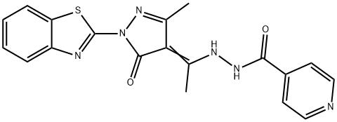 N'-{1-[1-(1,3-benzothiazol-2-yl)-3-methyl-5-oxo-1,5-dihydro-4H-pyrazol-4-ylidene]ethyl}isonicotinohydrazide 结构式