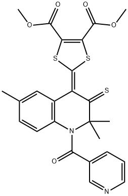 dimethyl 2-(2,2,6-trimethyl-1-(3-pyridinylcarbonyl)-3-thioxo-2,3-dihydro-4(1H)-quinolinylidene)-1,3-dithiole-4,5-dicarboxylate 结构式