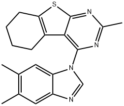 4-(5,6-dimethyl-1H-benzimidazol-1-yl)-2-methyl-5,6,7,8-tetrahydro[1]benzothieno[2,3-d]pyrimidine 结构式