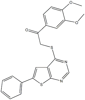 1-(3,4-dimethoxyphenyl)-2-[(6-phenylthieno[2,3-d]pyrimidin-4-yl)sulfanyl]ethanone 结构式