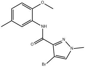 4-bromo-N-(2-methoxy-5-methylphenyl)-1-methyl-1H-pyrazole-3-carboxamide 结构式