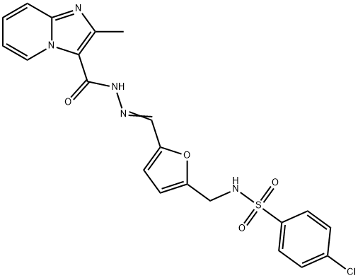 4-chloro-N-[(5-{2-[(2-methylimidazo[1,2-a]pyridin-3-yl)carbonyl]carbohydrazonoyl}-2-furyl)methyl]benzenesulfonamide 结构式