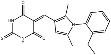 5-{[1-(2-ethylphenyl)-2,5-dimethyl-1H-pyrrol-3-yl]methylene}-2-thioxodihydro-4,6(1H,5H)-pyrimidinedione 结构式