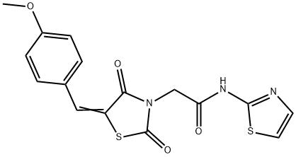 2-[5-(4-methoxybenzylidene)-2,4-dioxo-1,3-thiazolidin-3-yl]-N-(1,3-thiazol-2-yl)acetamide 结构式