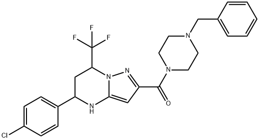 2-[(4-benzylpiperazin-1-yl)carbonyl]-5-(4-chlorophenyl)-7-(trifluoromethyl)-4,5,6,7-tetrahydropyrazolo[1,5-a]pyrimidine 结构式