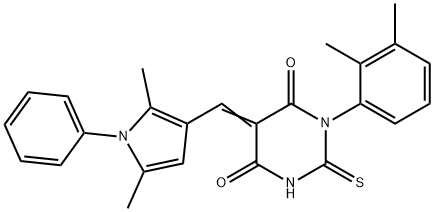 1-(2,3-dimethylphenyl)-5-[(2,5-dimethyl-1-phenyl-1H-pyrrol-3-yl)methylene]-2-thioxodihydro-4,6(1H,5H)-pyrimidinedione 结构式